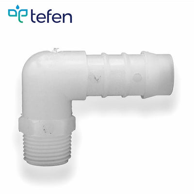 Tefen PVDF Male 1/2" BSPT Elbow Hose Conn White Fits 12mm Hose ID-HCL Clamping UK/Europe