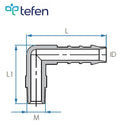 Tefen PVDF Male 1/2" BSPT Elbow Hose Conn White Fits 12mm Hose ID-HCL Clamping UK/Europe