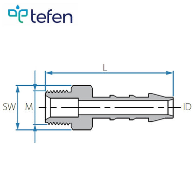 Tefen PVDF Male 1/2" BSPT Hose Conn White Fits 14mm Hose ID-HCL Clamping UK/Europe