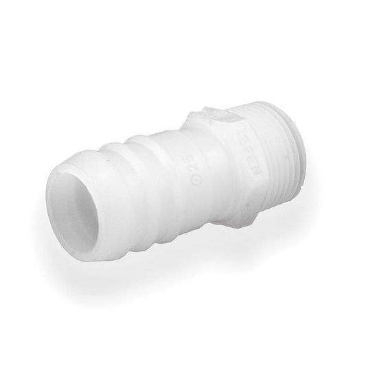 Tefen PVDF Male 1/8" BSPT Hose Conn White Fits 4mm Hose ID-HCL Clamping UK/Europe