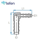 Tefen PVDF Reducing Elbow Hose Conn White Fits 10 & 6mm Hose ID-HCL Clamping UK/Europe