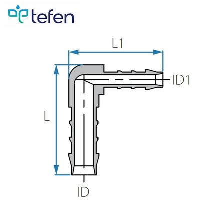 Tefen PVDF Reducing Elbow Hose Conn White Fits 10 & 6mm Hose ID-HCL Clamping UK/Europe