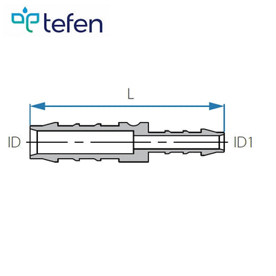 Tefen PVDF Reducing Hose Conn White Fits 14 & 12mm Hose ID-HCL Clamping UK/Europe