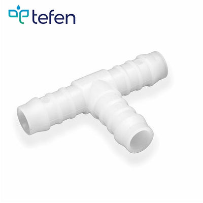 Tefen PVDF Reducing T Hose Connector White Fits 14 & 12mm Hose ID-HCL Clamping UK/Europe