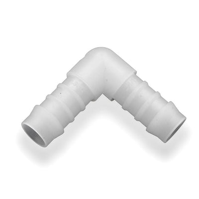 Tefen PVDF Union Elbow Hose Conn White Fits 12mm Hose ID-HCL Clamping UK/Europe