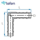 Tefen PVDF Union Elbow Hose Conn White Fits 19mm Hose ID-HCL Clamping UK/Europe