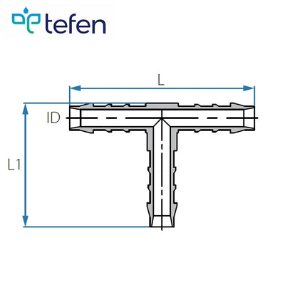 Tefen PVDF Union T Hose Connector White - Fits 10mm Hose ID-HCL Clamping UK/Europe